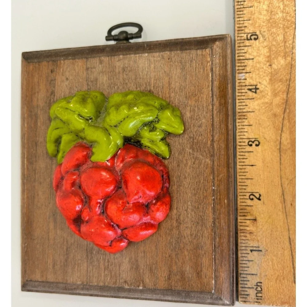 70s Giftcraft Kitsch 3D Vegetable Plaques Retro Kitchen Wall Decor Set 4 Garden
